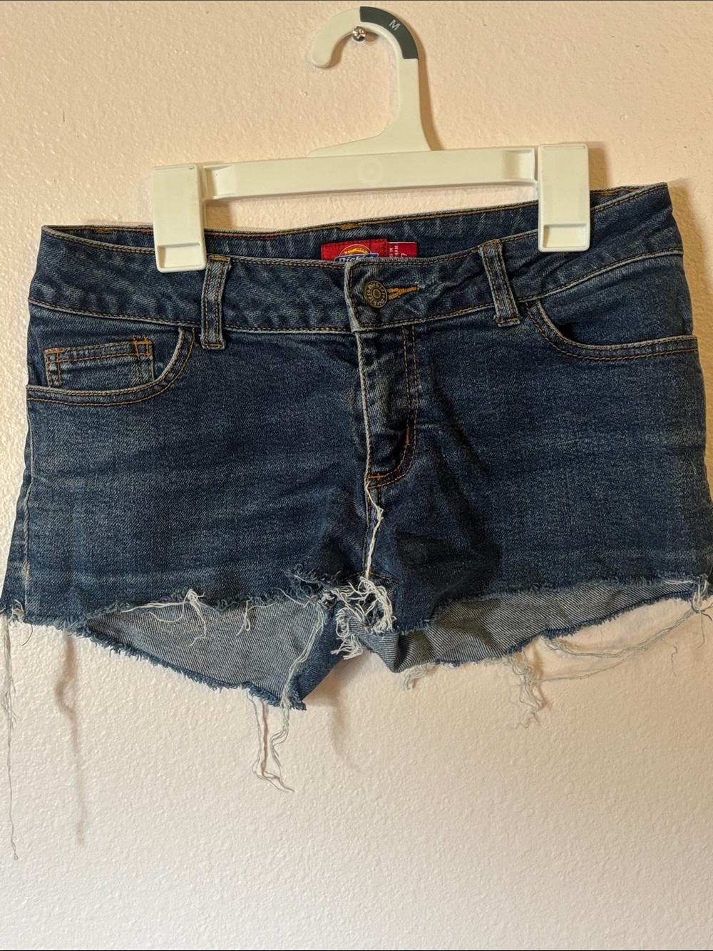 Dickies Woman’s Dark Blue Denim, Cutoff Mini Jean Shorts, Size 7